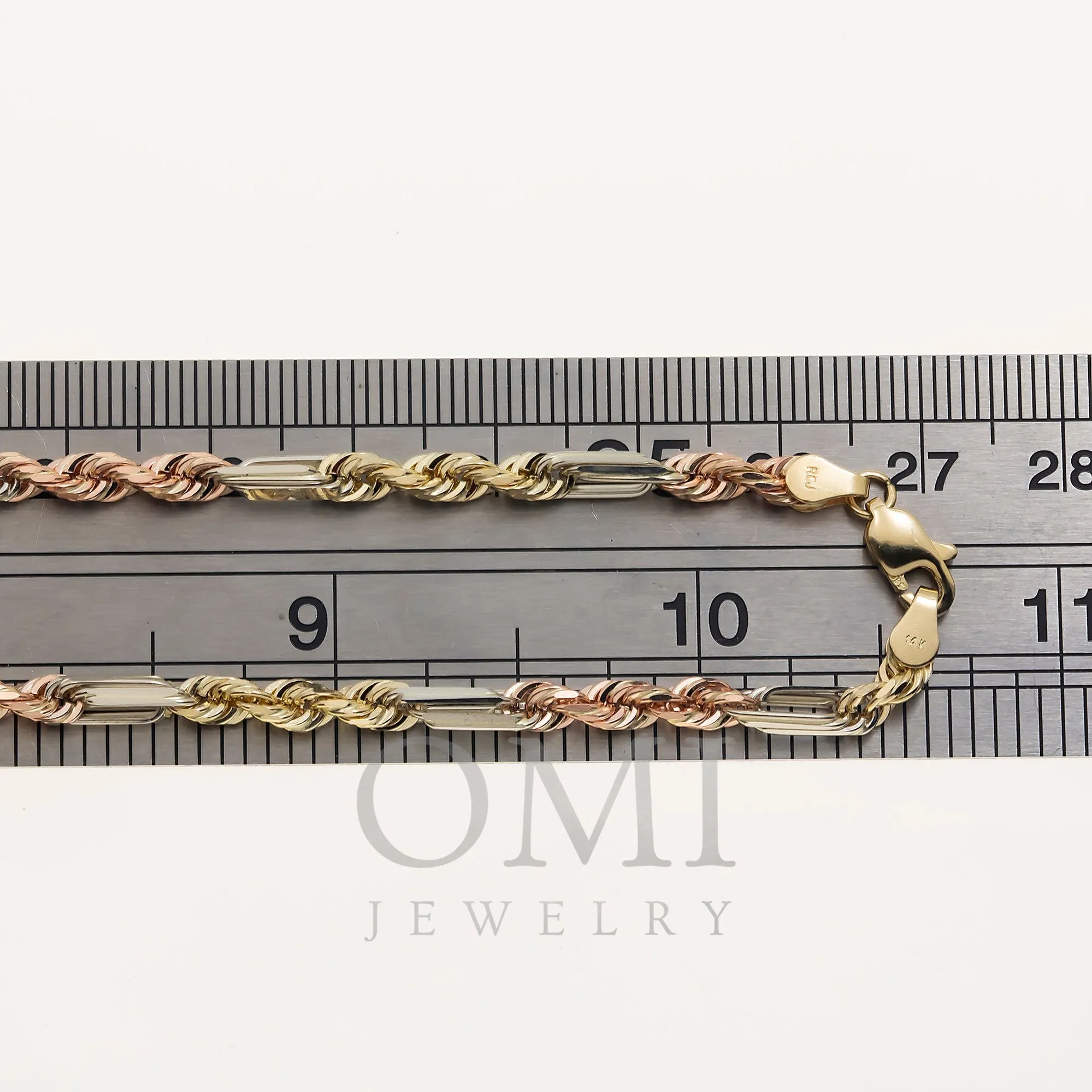 14K GOLD 4MM TRICOLOR MILANO CHAIN