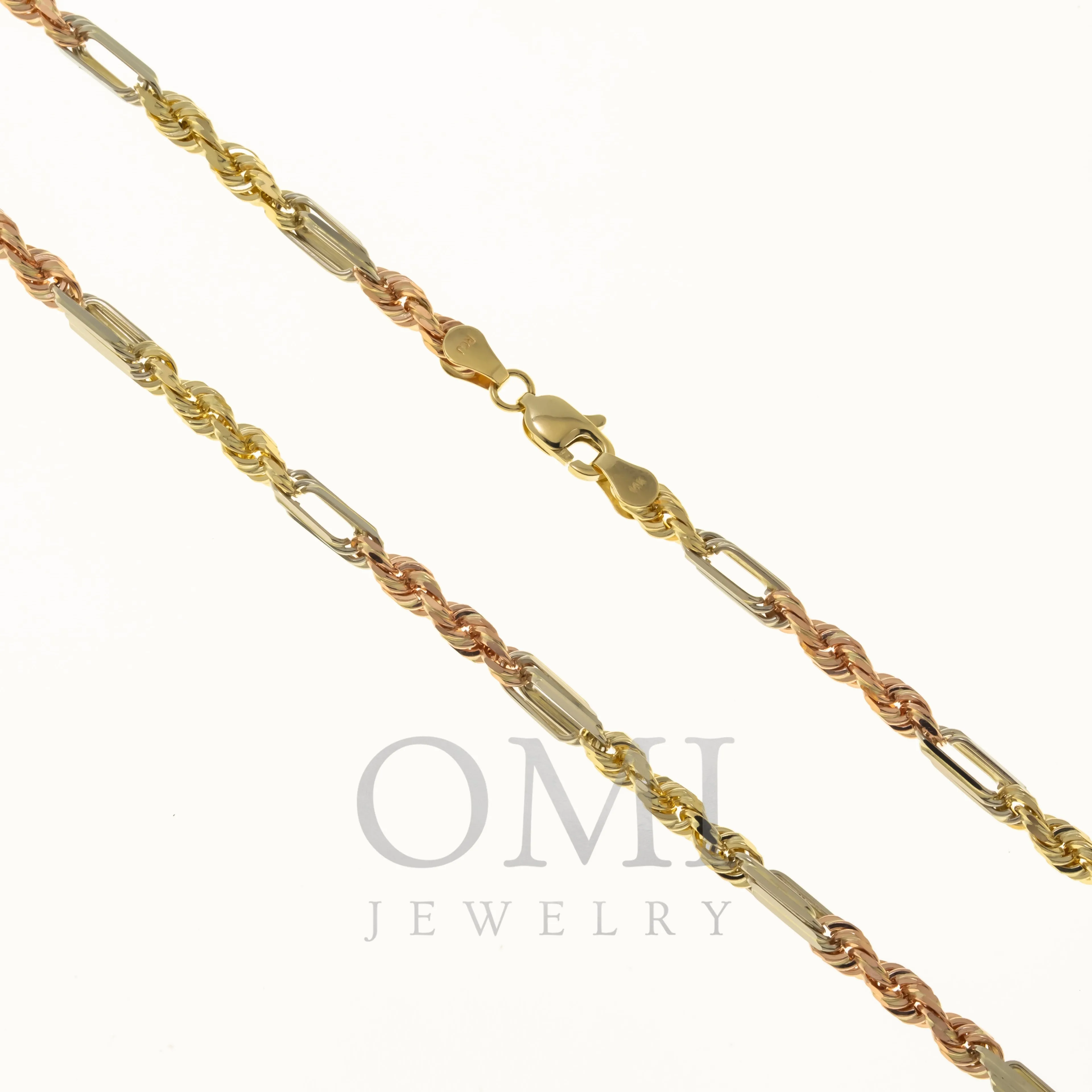 14K GOLD 4MM TRICOLOR MILANO CHAIN