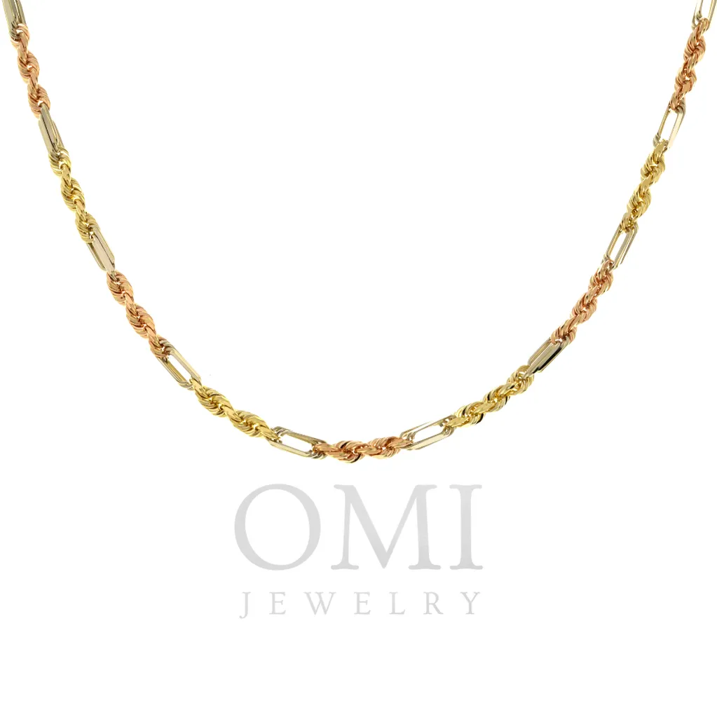 14K GOLD 4MM TRICOLOR MILANO CHAIN