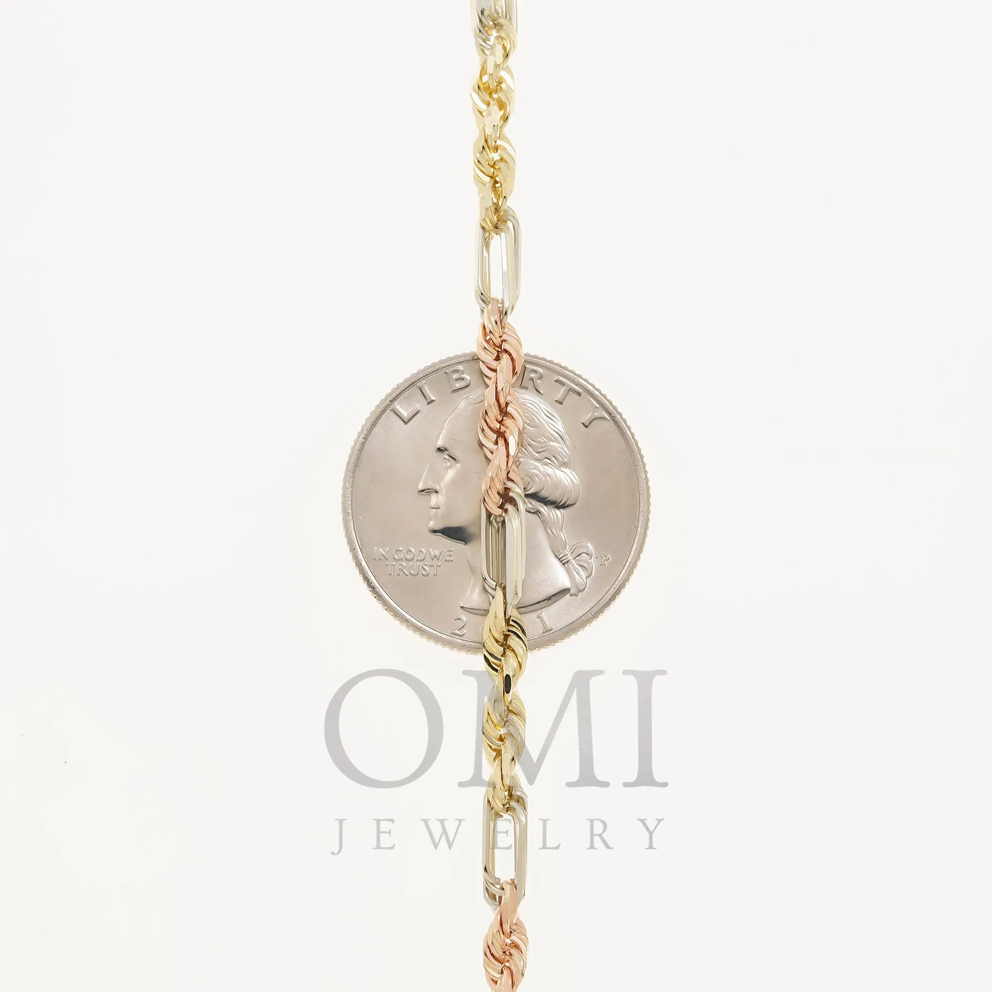 14K GOLD 4MM TRICOLOR MILANO CHAIN