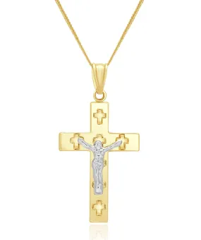 14K Yellow and White Gold Crucifix Pendant