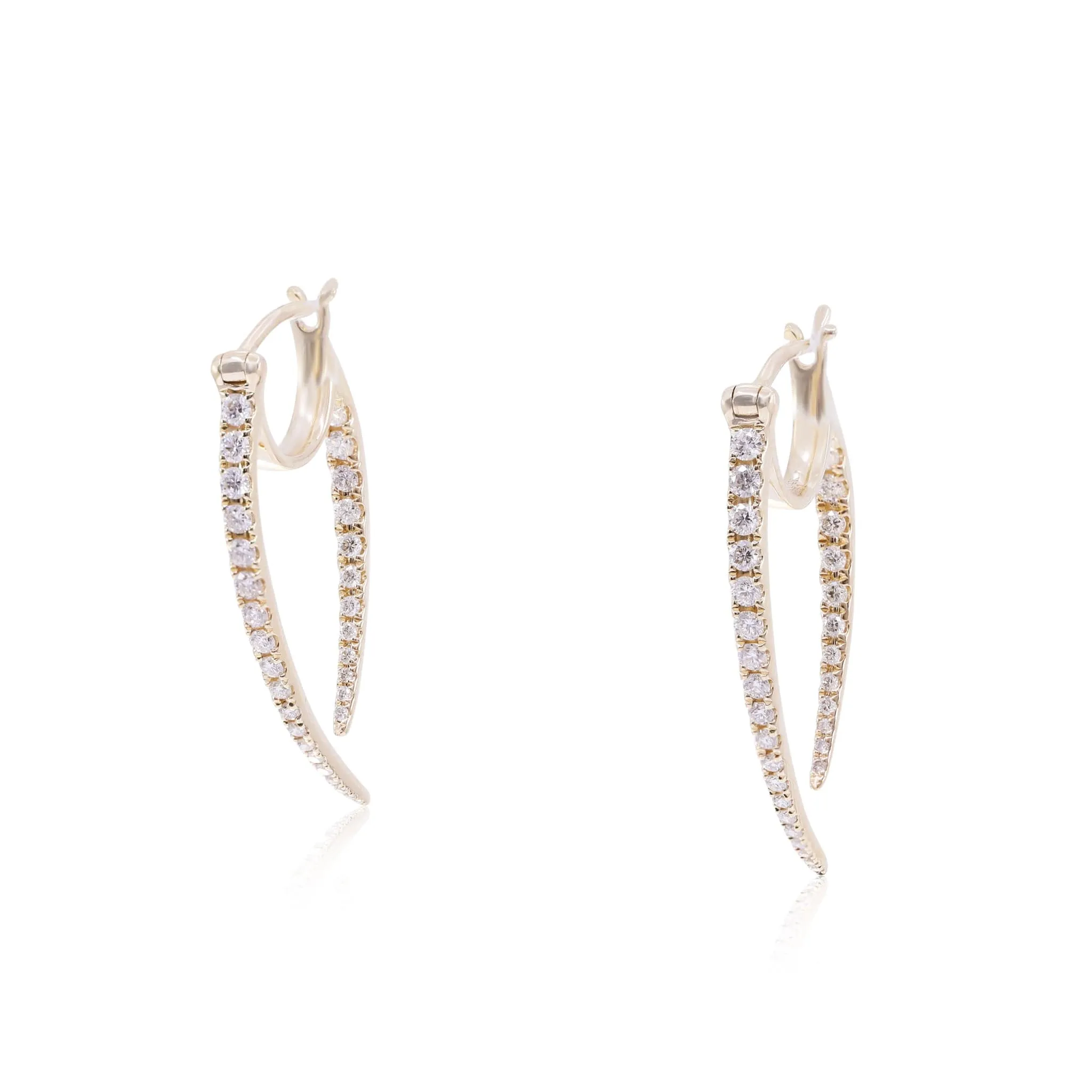 14K YELLOW GOLD FRONT-BACK DIAMOND HOOP EARRINGS 0.84CTW