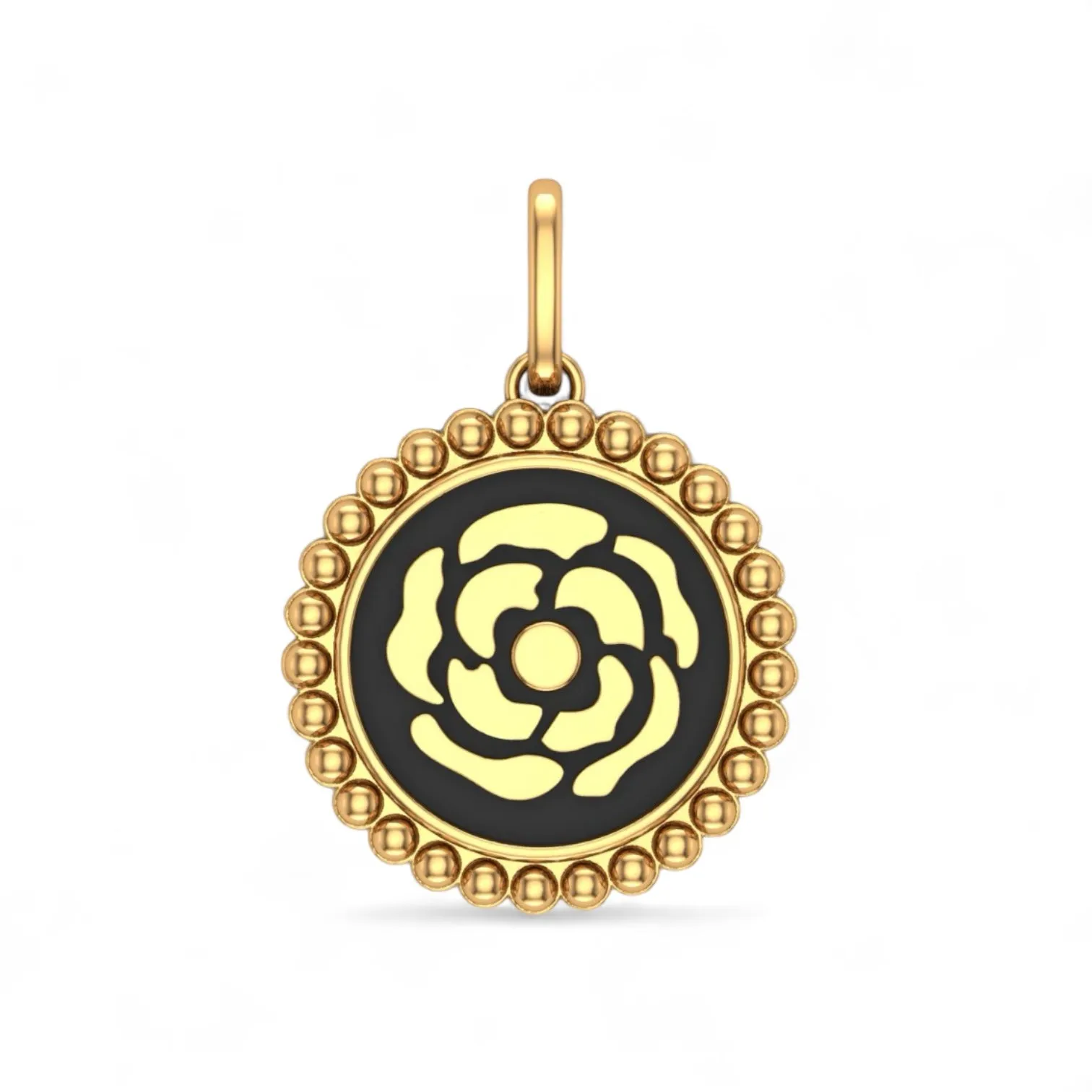 14K Yellow gold magnolia pendant-562838