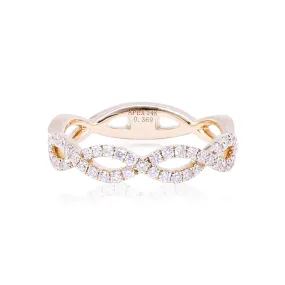 14K YELLOW GOLD ROUND DIAMOND TWIST BAND 0.37CTW