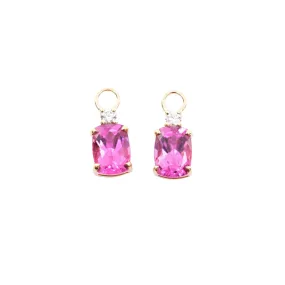 18K YELLOW GOLD RUBELLITE AND DIAMOND EARRING CHARMS