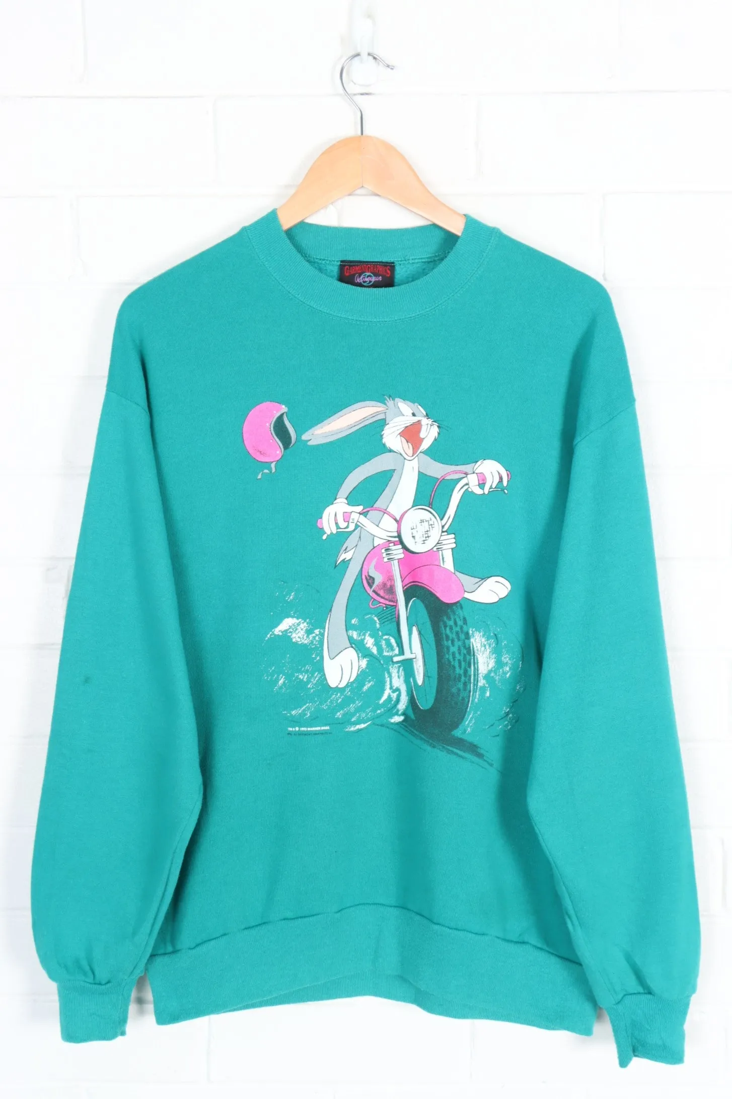 1993 Vintage Bugs Bunny Looney Tunes Teal Sweatshirt (L)