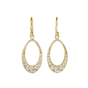 20K Gold Mini Pearshape Doorknocker Earrings with Pave Diamonds