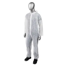 (25/Case) AmbiShield White Polypropylene Disposable Coveralls, Zipper Front, Open Wrists & Ankles