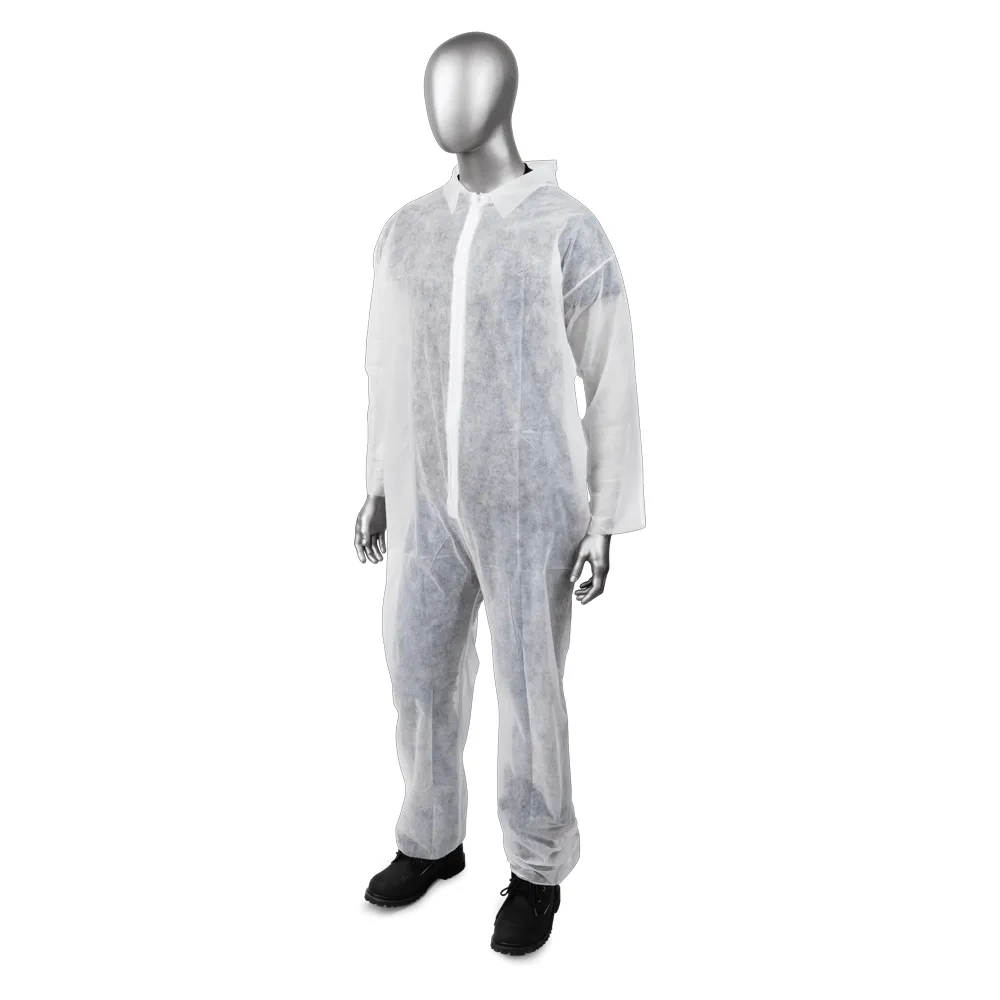 (25/Case) AmbiShield White Polypropylene Disposable Coveralls, Zipper Front, Open Wrists & Ankles