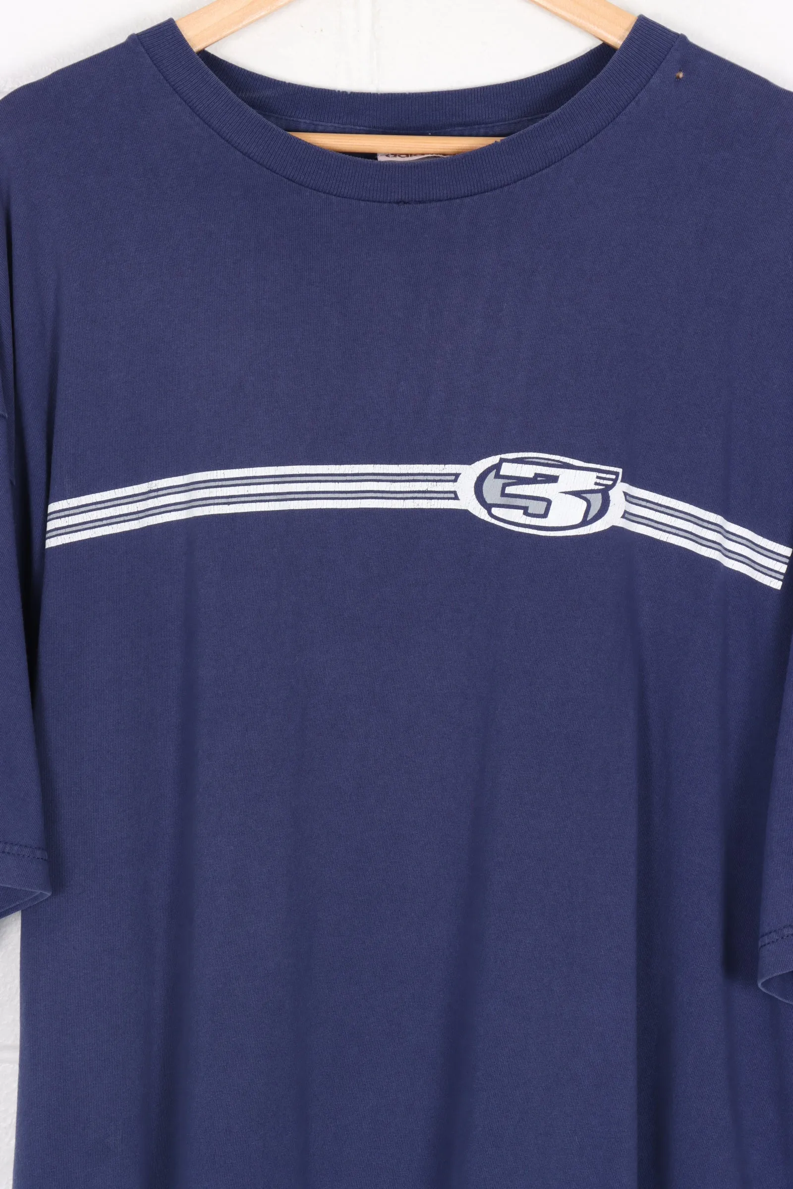 ADIDAS 3-Stripe Brand Navy & White Graphic Tee (XXL-XXXL)