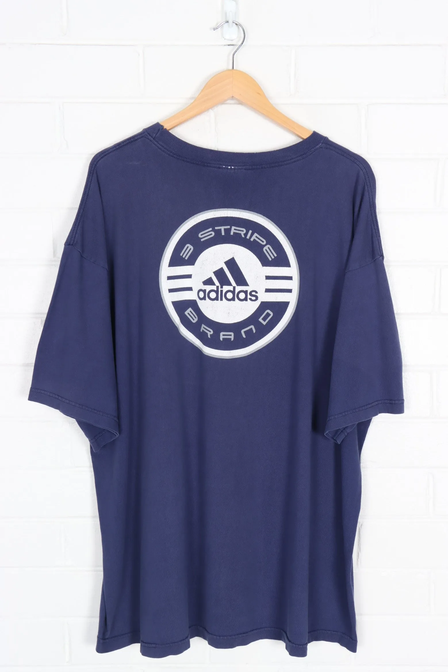 ADIDAS 3-Stripe Brand Navy & White Graphic Tee (XXL-XXXL)