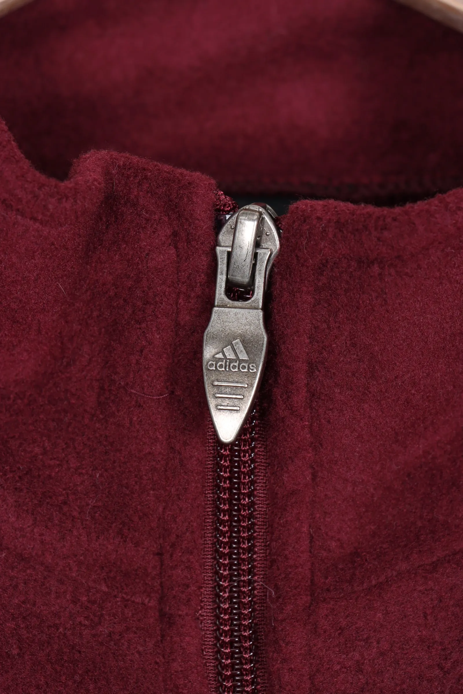 ADIDAS Burgunday Embroidered 3-Stripe Zip Up Fleece (L-XL)