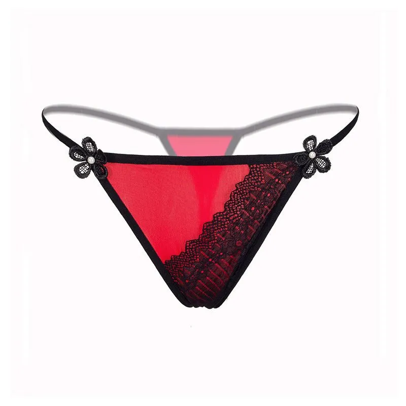 Black and Red Geometric Thong panties