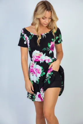 Black Floral Dress with Shorts