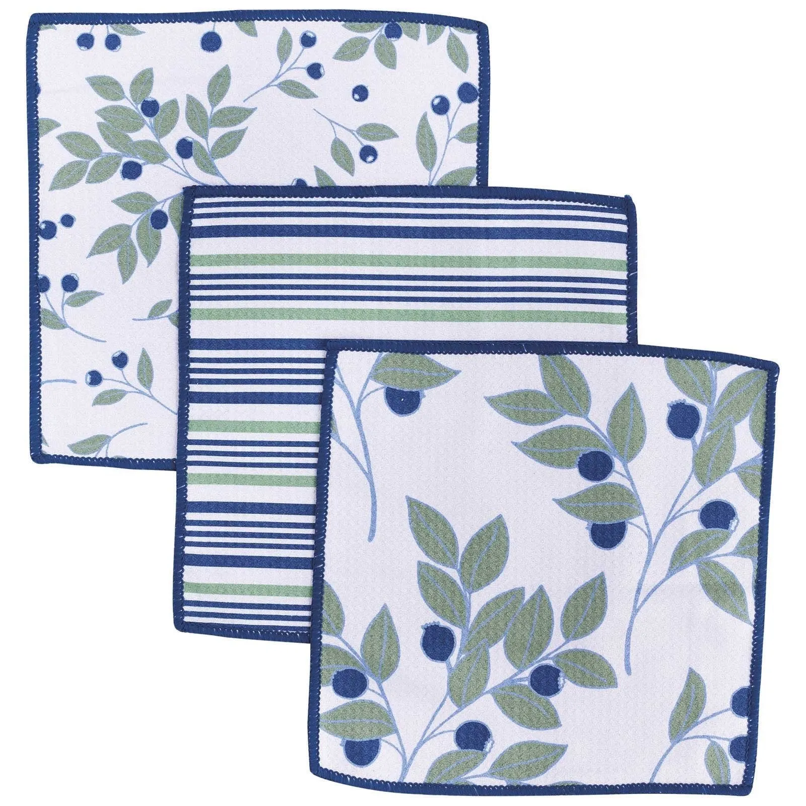 Blueberries Blu Kitchen Dish Cloths (Set of 3)