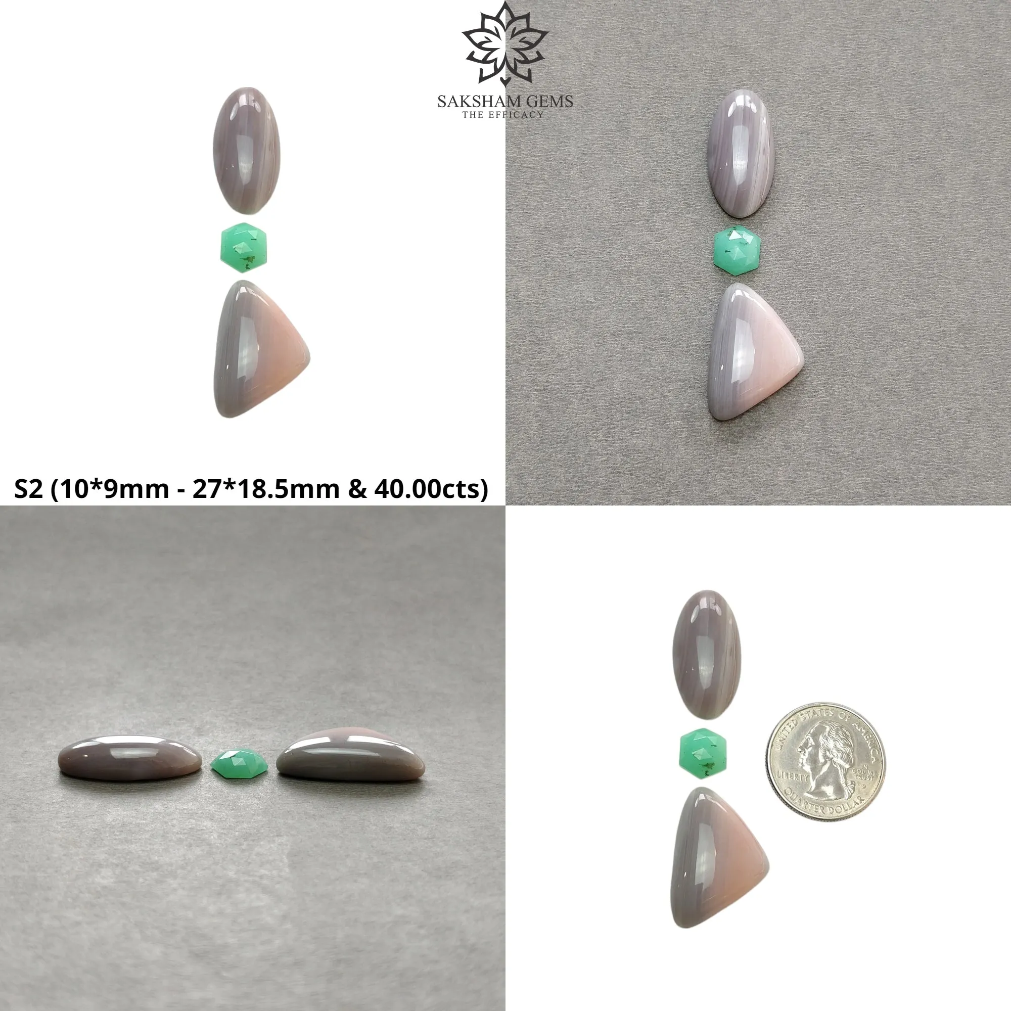 Botswana Agate Chrysoprase Peach Moonstone & Labradorite Gemstone Cabochon Rose Cut Natural Multi Shapes 2/3pcs Sets