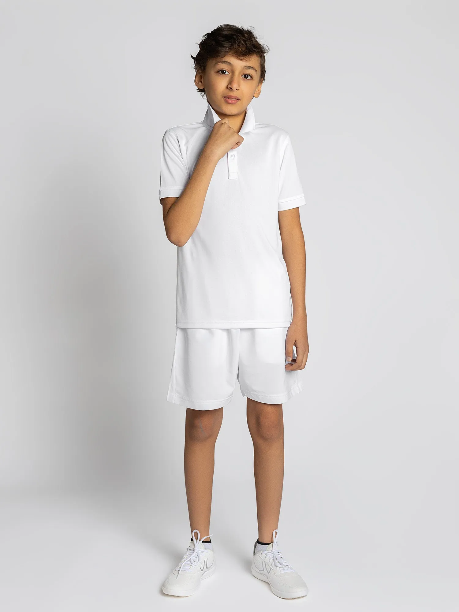 Boys Classic Rib Collar Polo - White