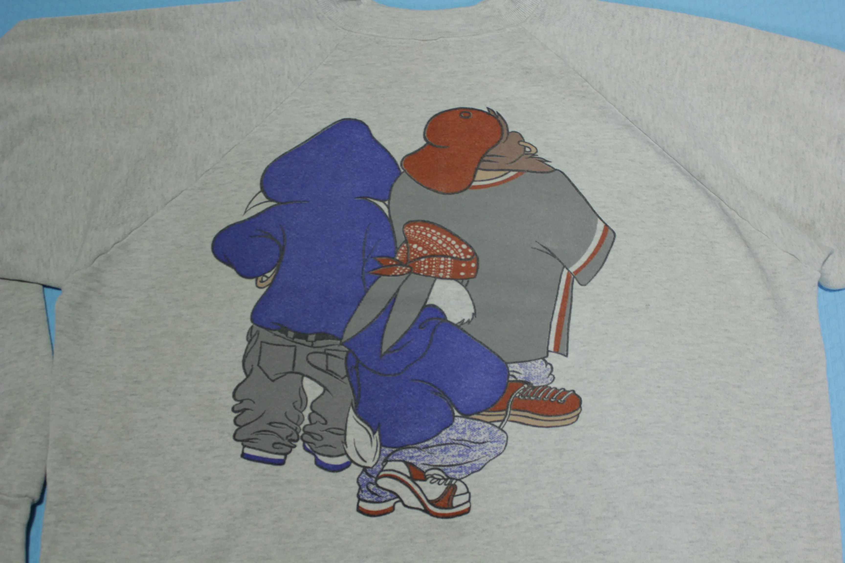 Bugs Bunny Taz and Sylvester Vintage 90's Street Gangster Hip Hop Crewneck Sweatshirt