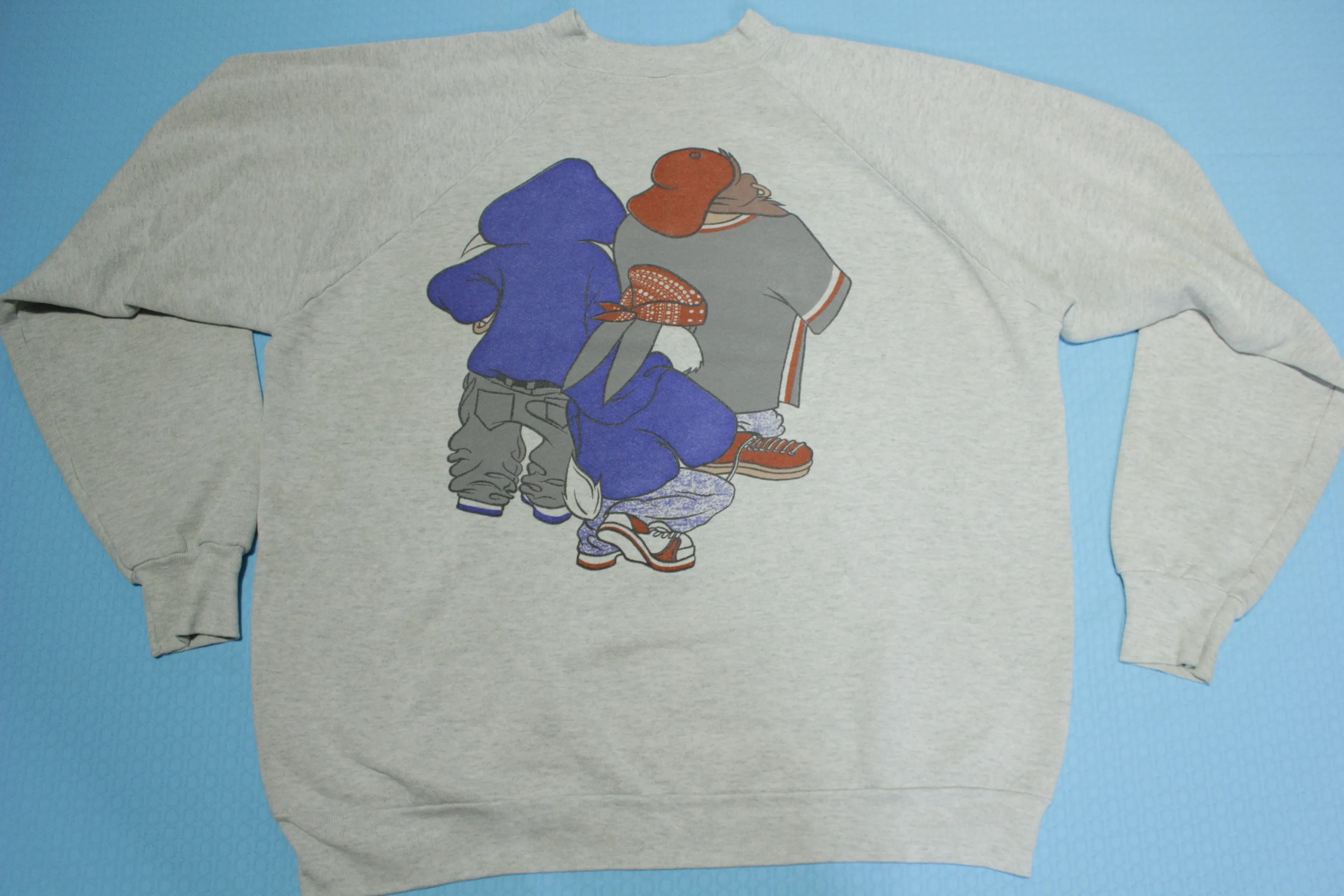 Bugs Bunny Taz and Sylvester Vintage 90's Street Gangster Hip Hop Crewneck Sweatshirt