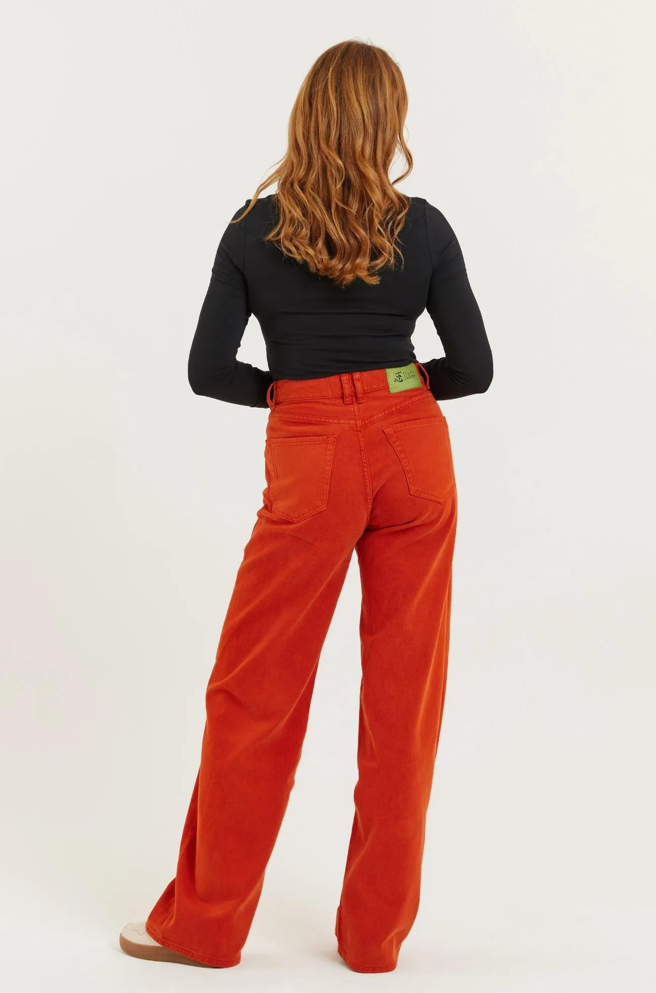 Burnt Orange Recycled Wood Etta High Waist Wide Leg Jeans