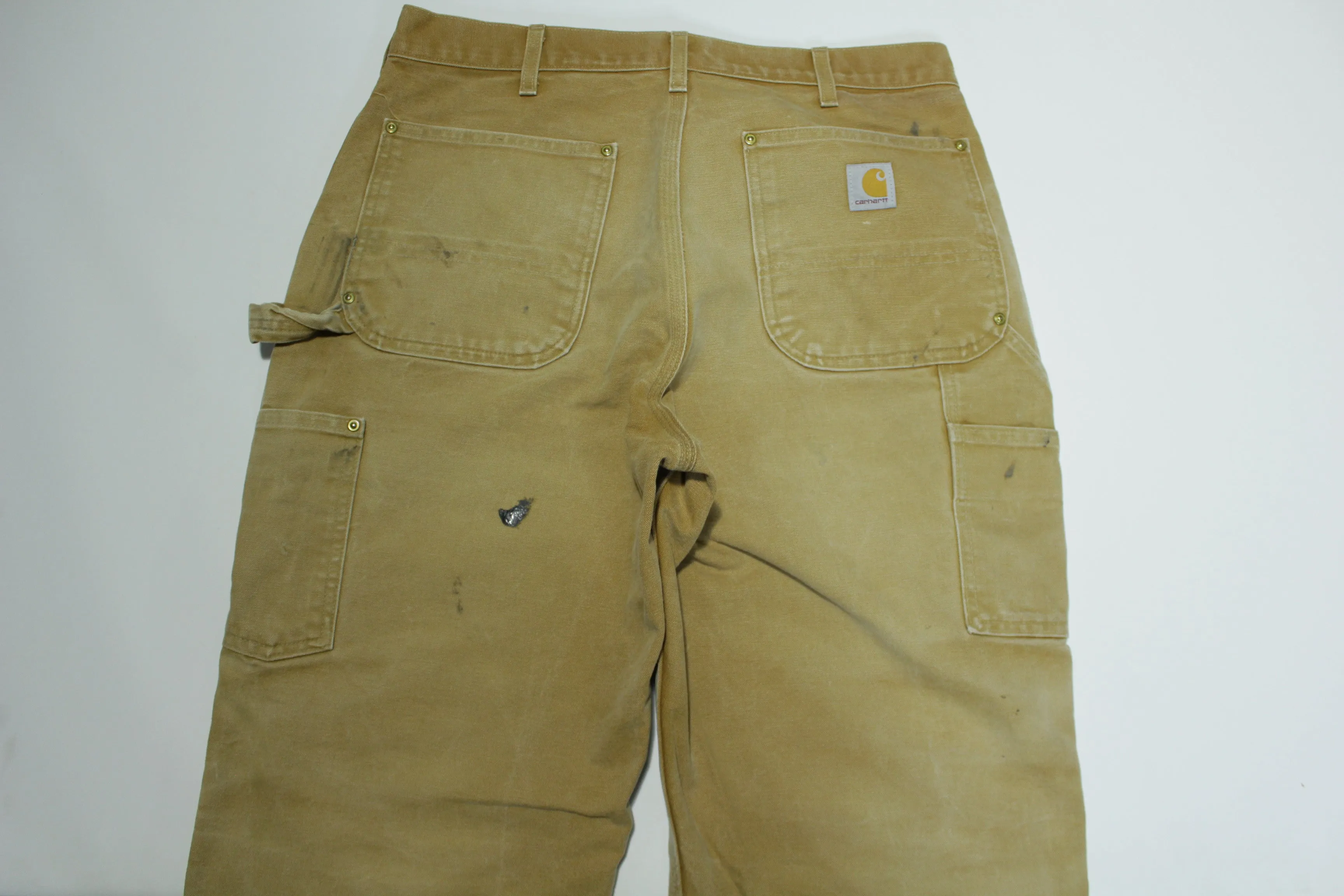 Carhartt B01 BRN Dungaree Fit Duck Wash Canvas Double Knee Front Work Construction Pants