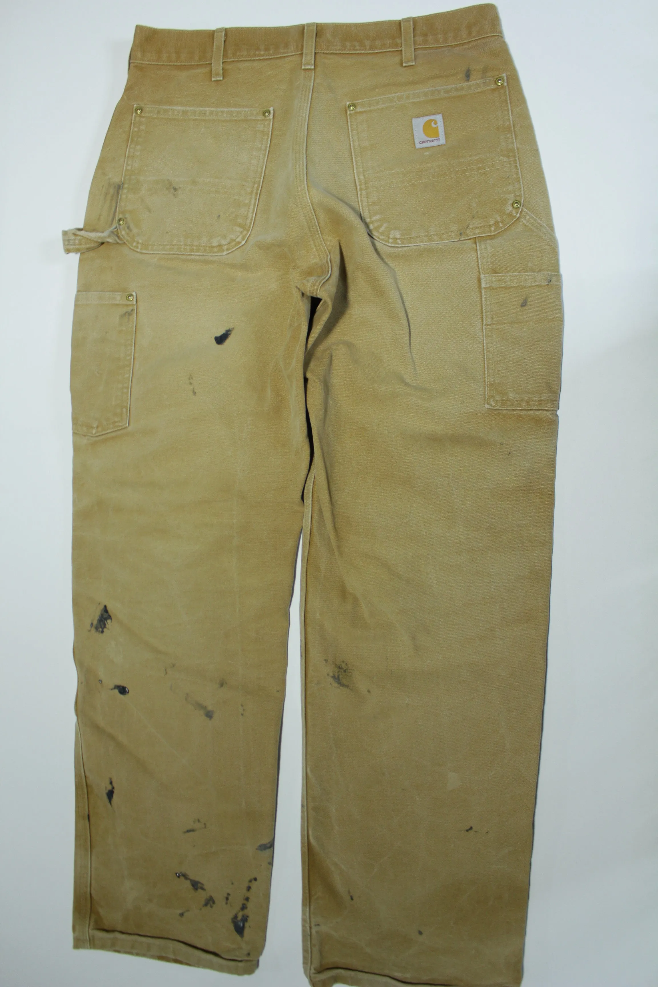 Carhartt B01 BRN Dungaree Fit Duck Wash Canvas Double Knee Front Work Construction Pants