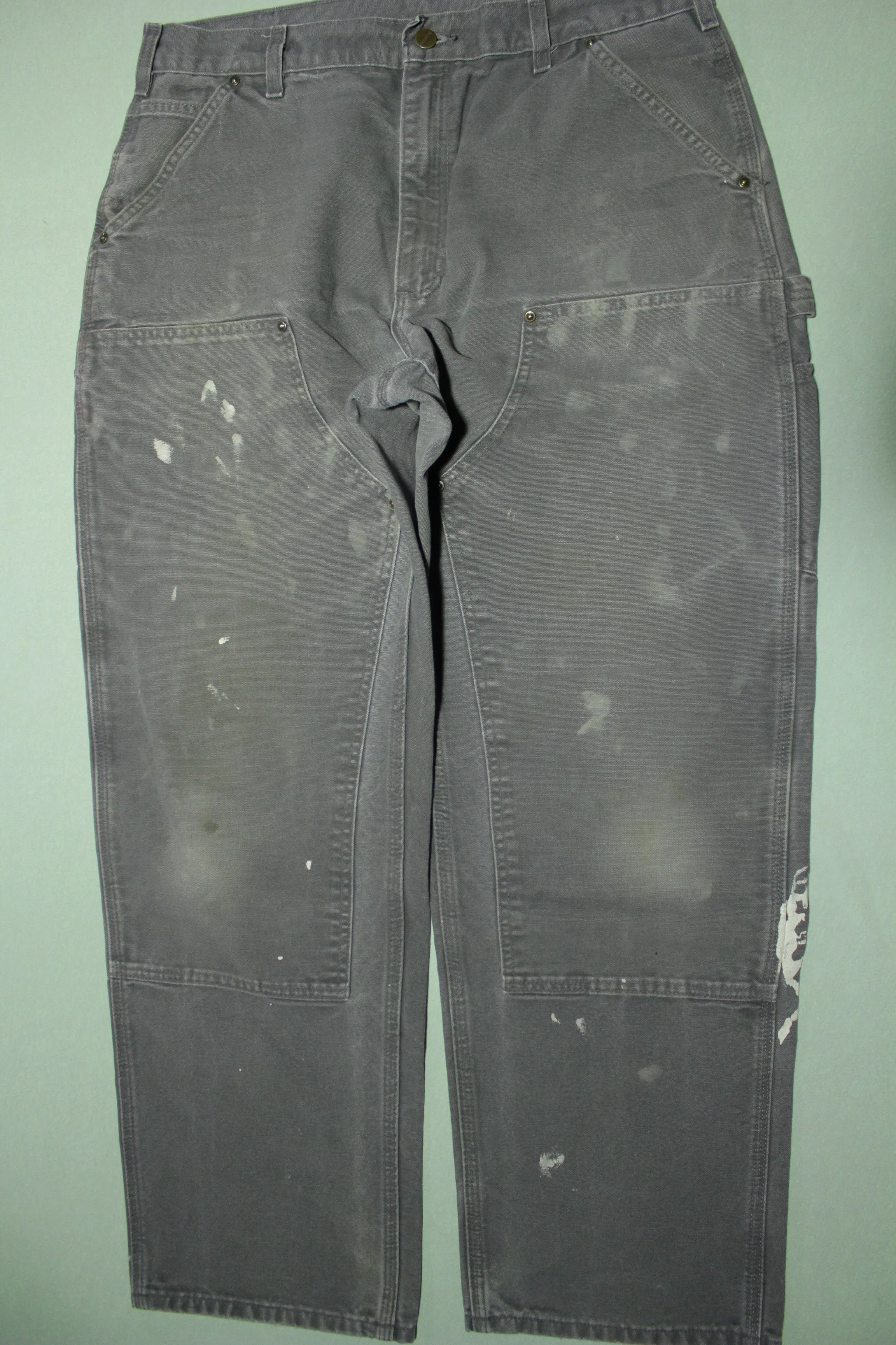 Carhartt Vintage Distressed B136 Double Knee Front Work Construction Utility Pants GVL