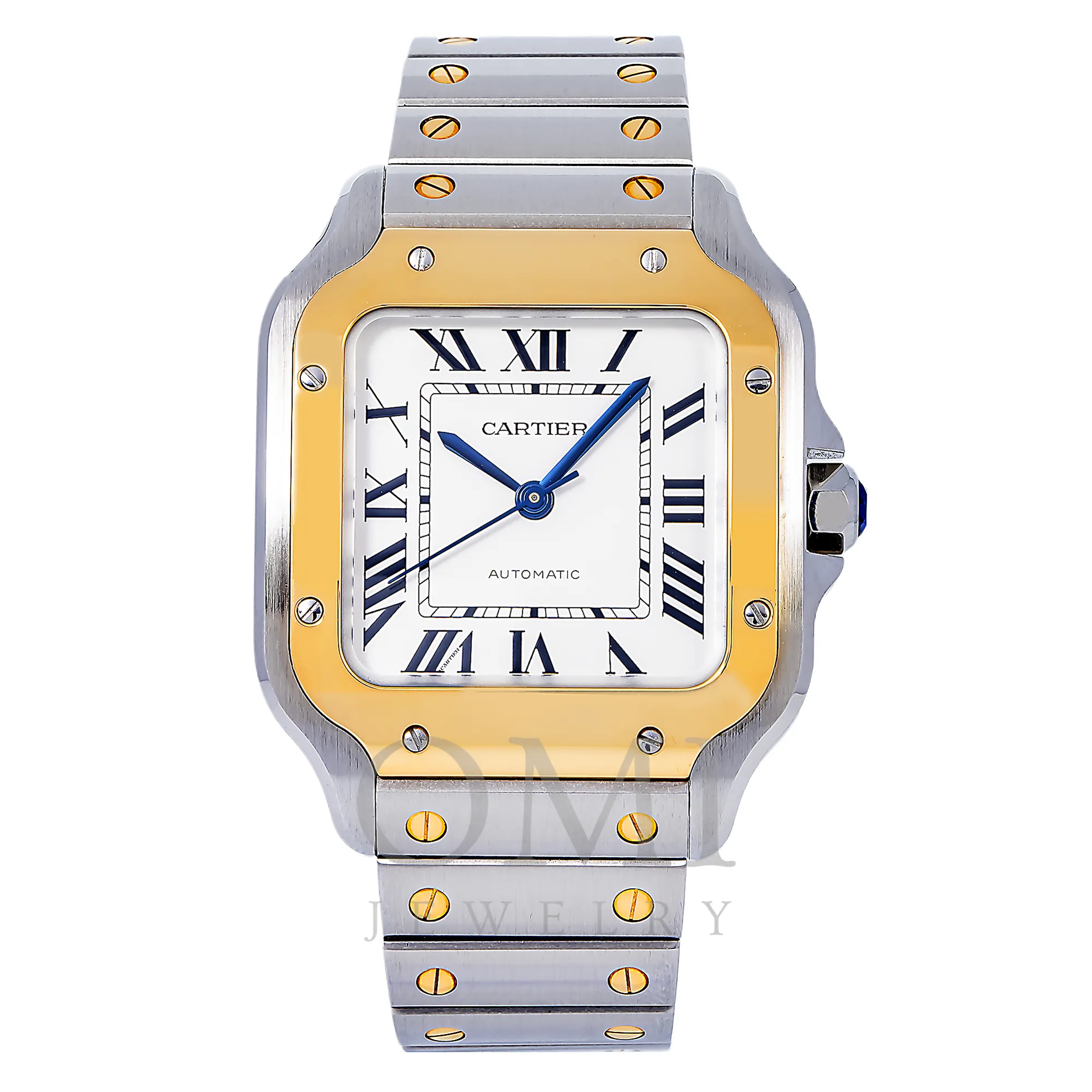 CARTIER SANTOS W2SA0007 35.1MM SILVERED OPALINE DIAL WITH TWO TONE BRACELET