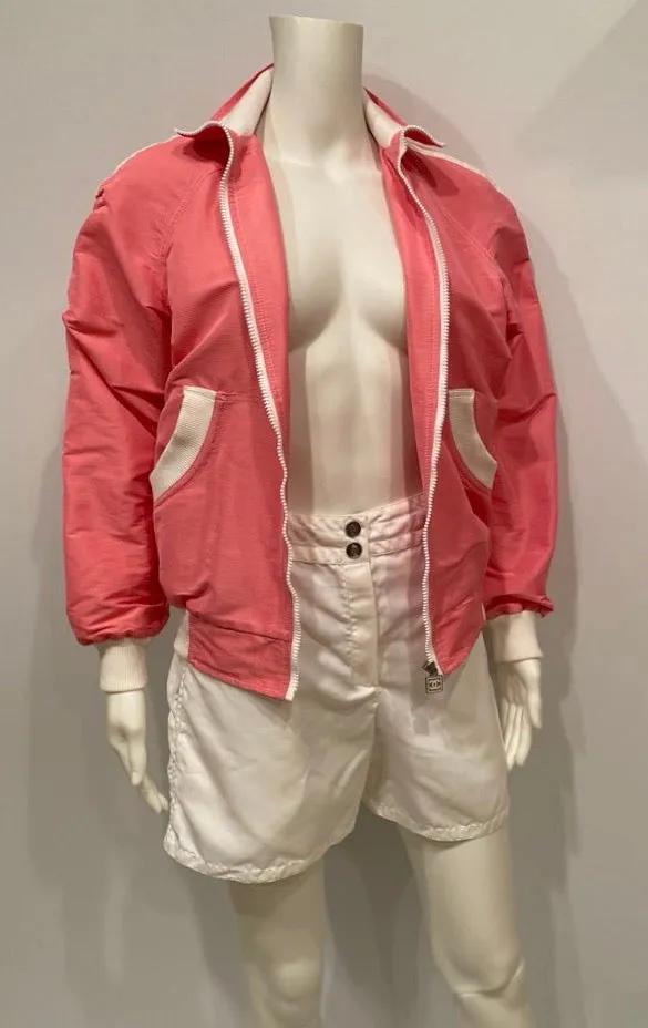 Chanel 08P, 2008 Spring Pink White Sport Bomber windbreaker Jacket FR 38 US 6