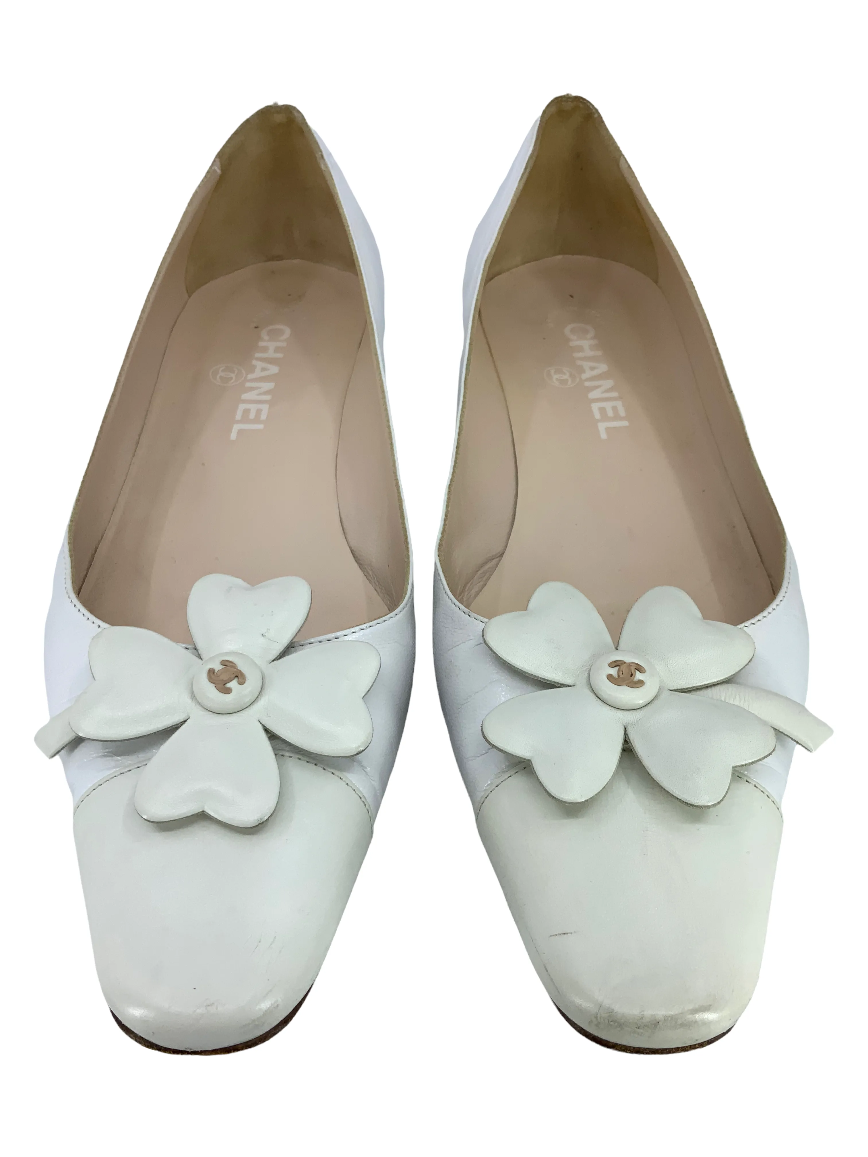 Chanel Leather Clover Leaf Flats Size 6