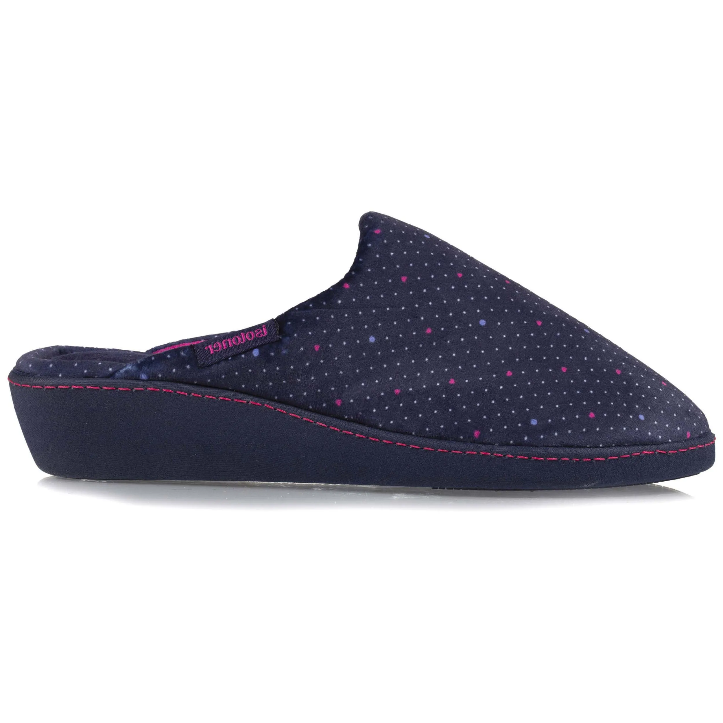 Chaussons mules talon Femme Pois Bleus