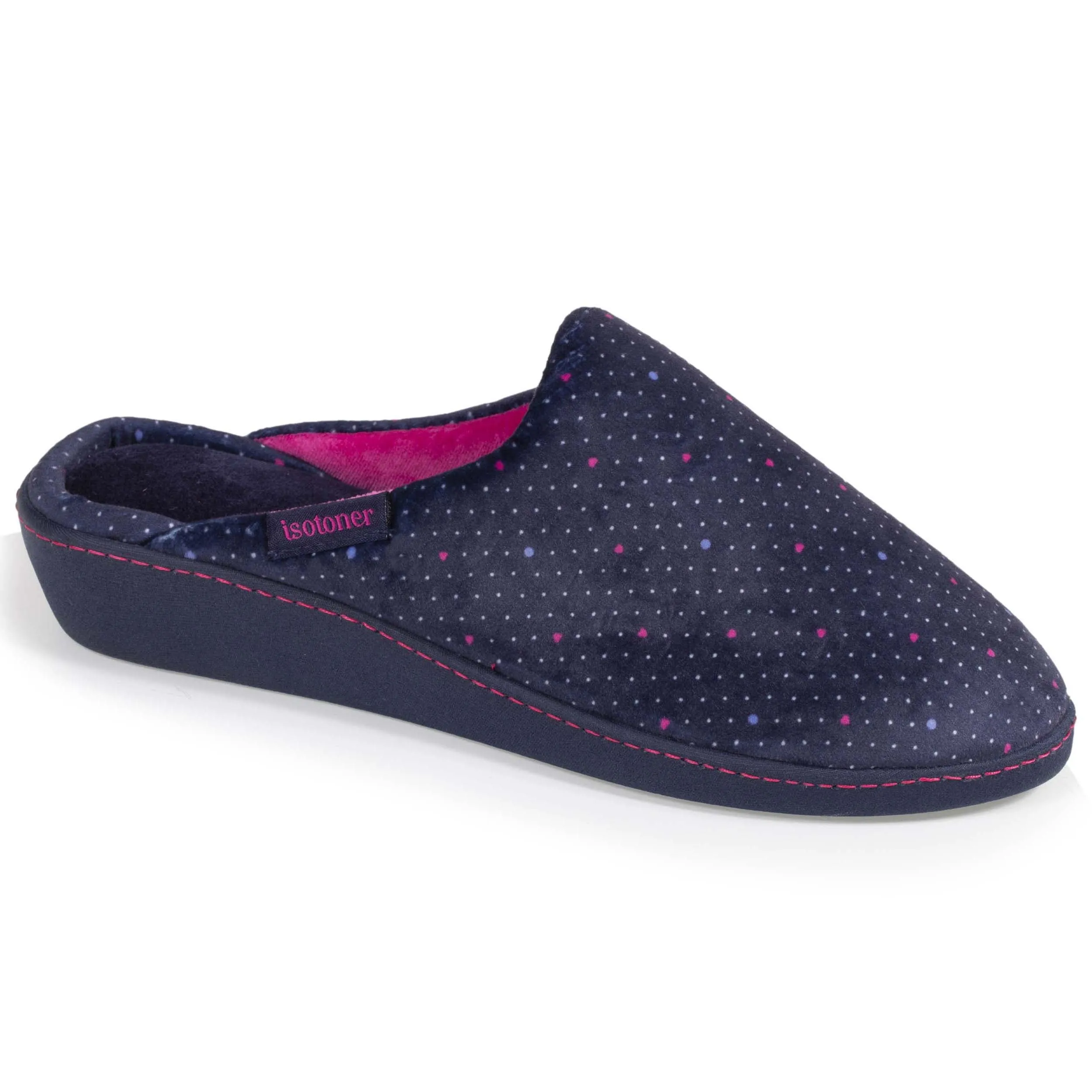 Chaussons mules talon Femme Pois Bleus