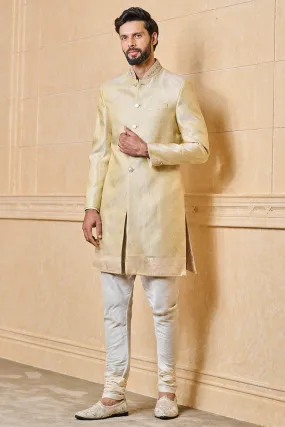 Classic Zari Jacquard Sherwani With Border Detailing