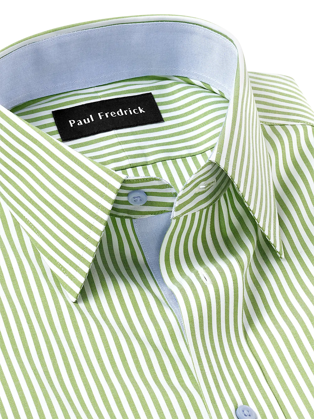 Comfort Stretch Non-Iron Stripe Dress Shirt With Contrast Trim - Green