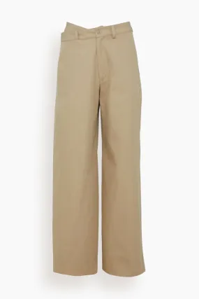 Cotton Gabardine Trousers in Sand Beige