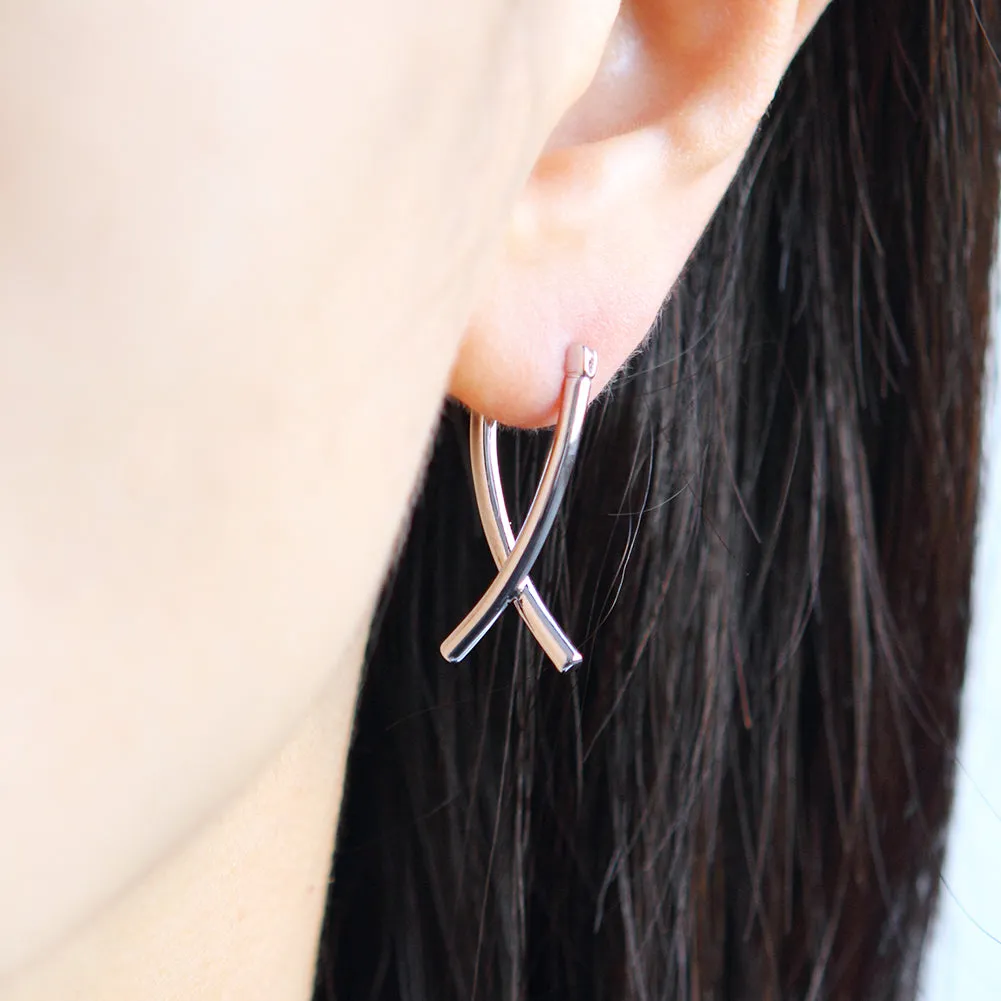 Crossed Dangle Hoop Earrings BTS Same style