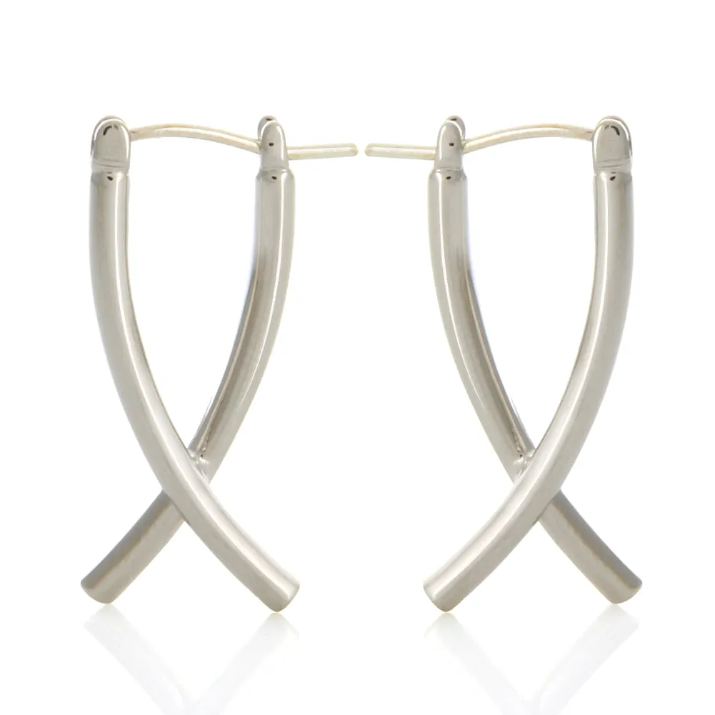 Crossed Dangle Hoop Earrings BTS Same style