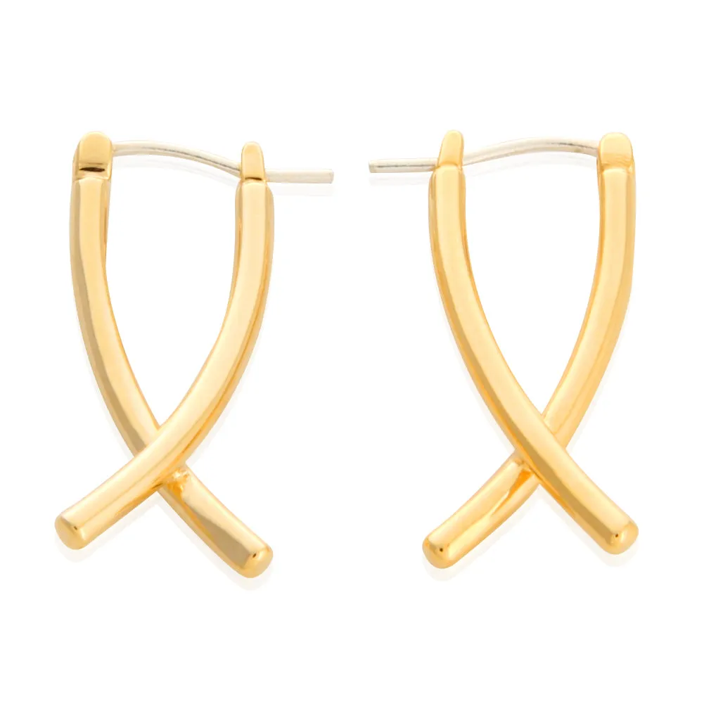 Crossed Dangle Hoop Earrings BTS Same style