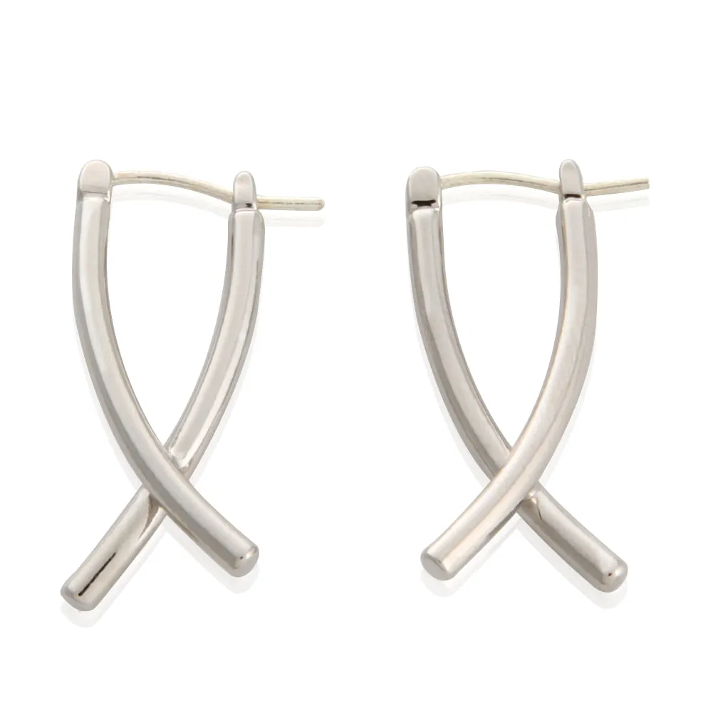 Crossed Dangle Hoop Earrings BTS Same style