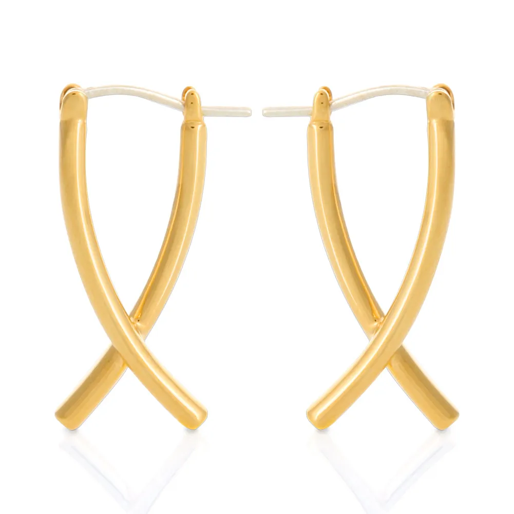 Crossed Dangle Hoop Earrings BTS Same style