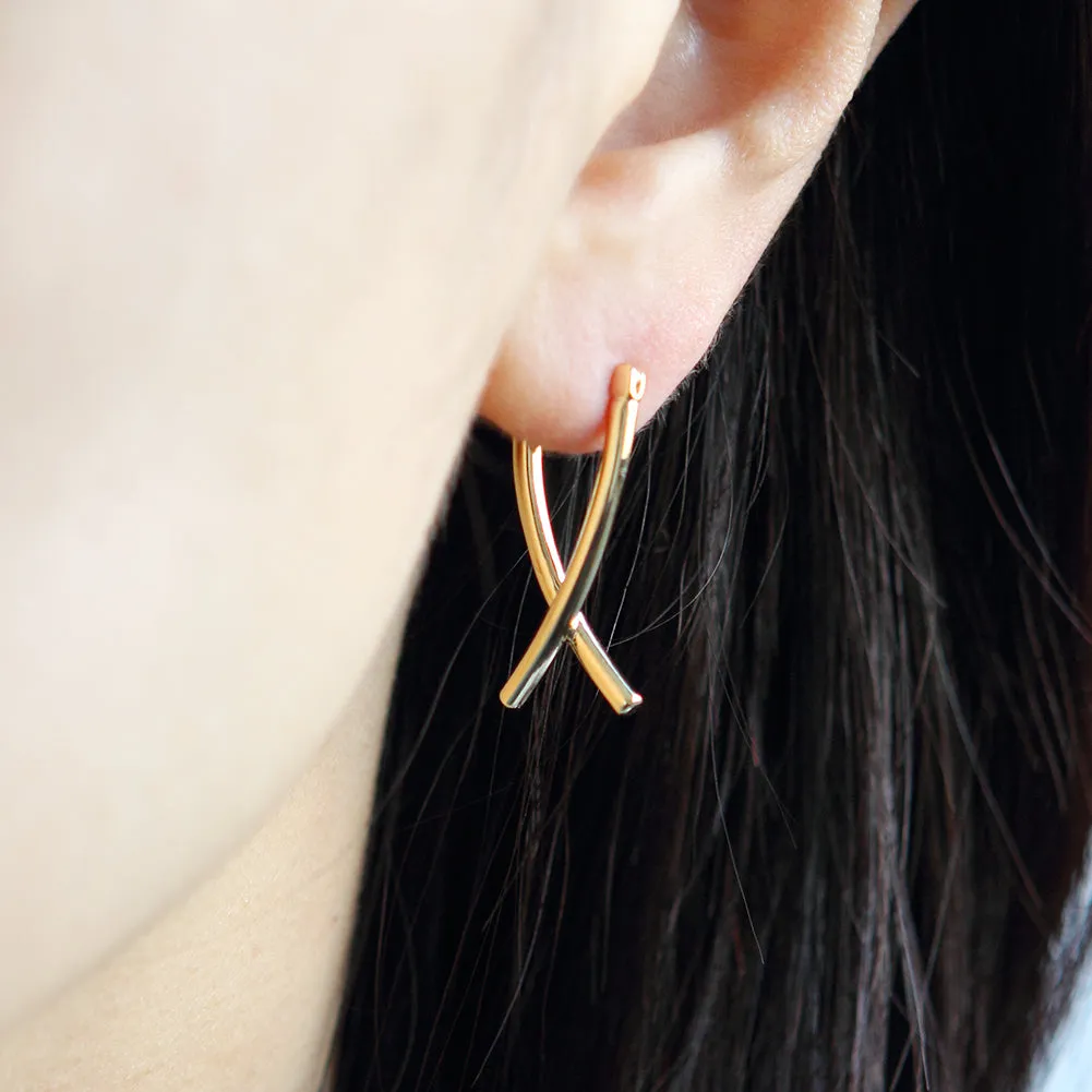 Crossed Dangle Hoop Earrings BTS Same style