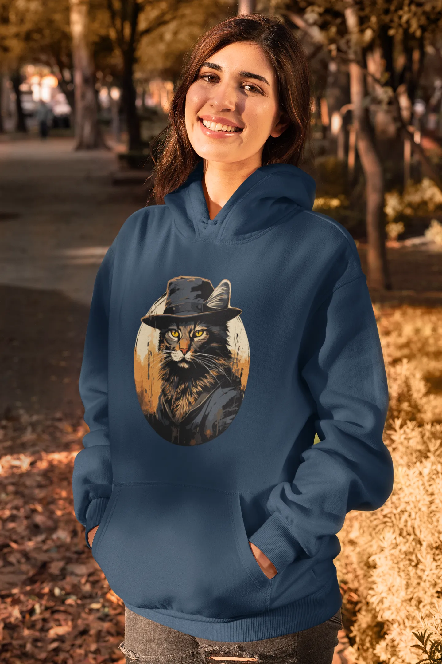 Damen Hoodie mit Katzenmotiv "Bayou Cat 2"