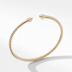 David Yurman Cable Spira Bracelet in 18K Gold with Diamonds, 3mm