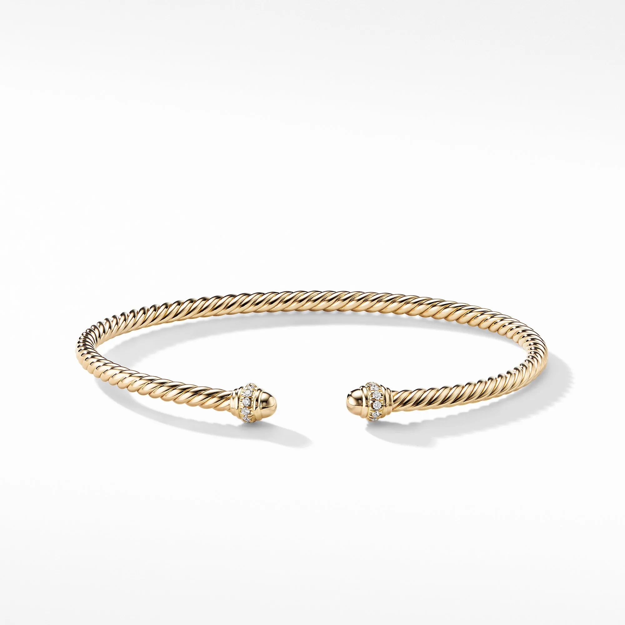 David Yurman Cable Spira Bracelet in 18K Gold with Diamonds, 3mm