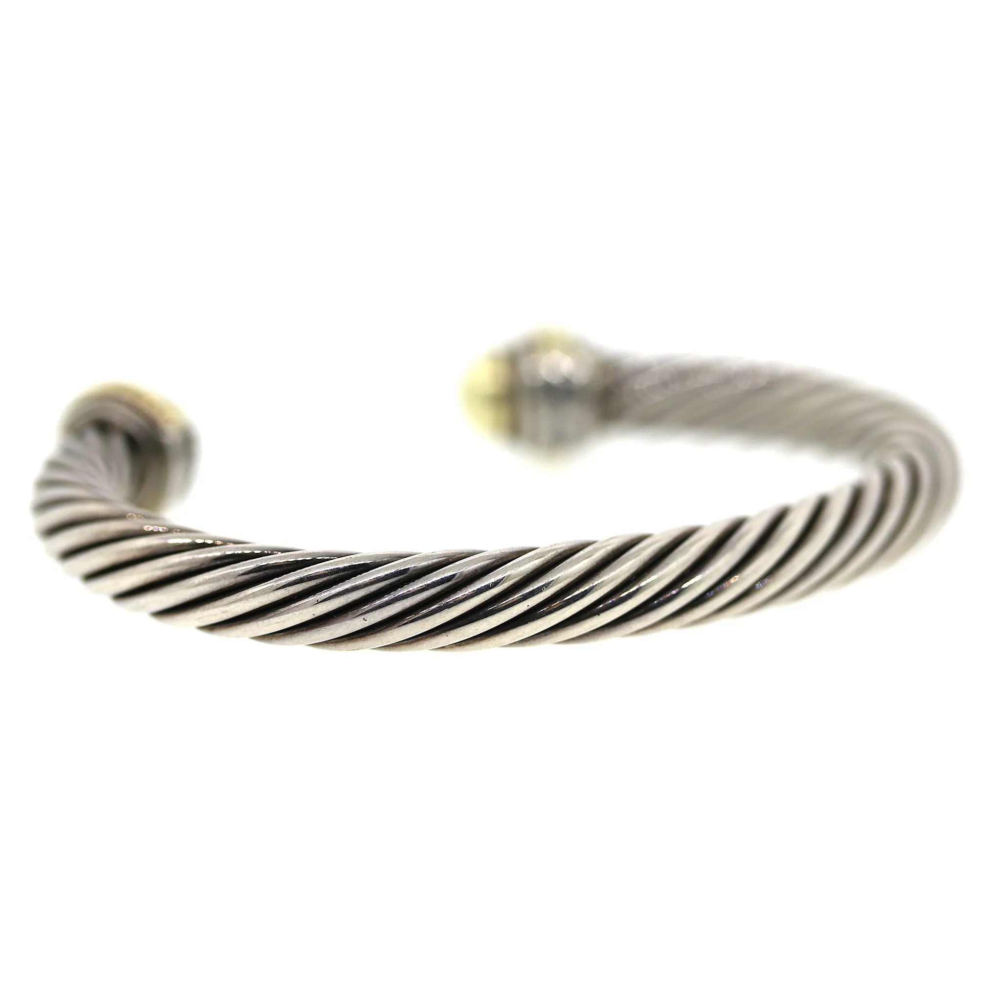 David Yurman Sterling Silver & 14K Gold Cable Cuff Bracelet