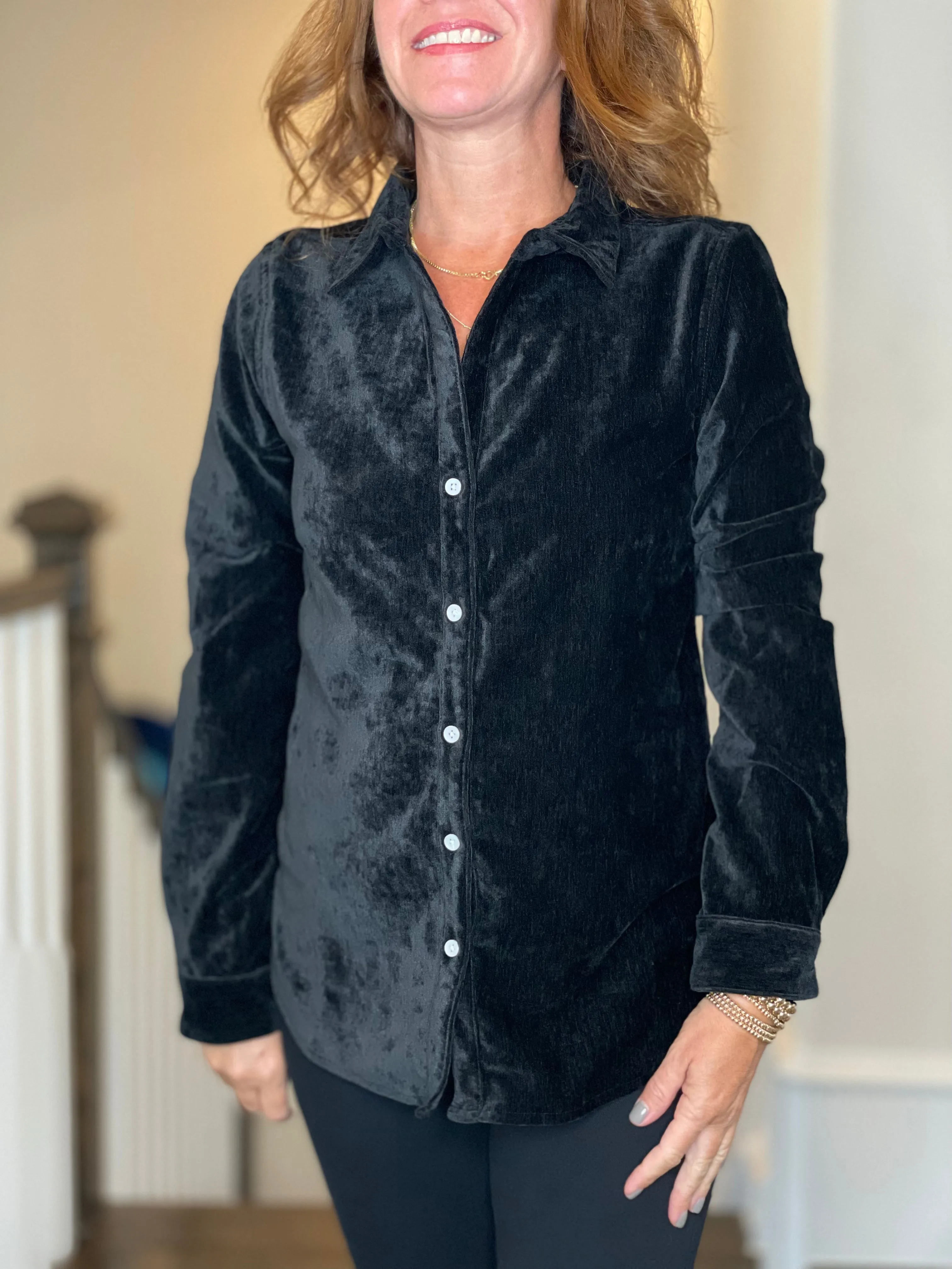 Dylan Classic Velvet Shirt in Black