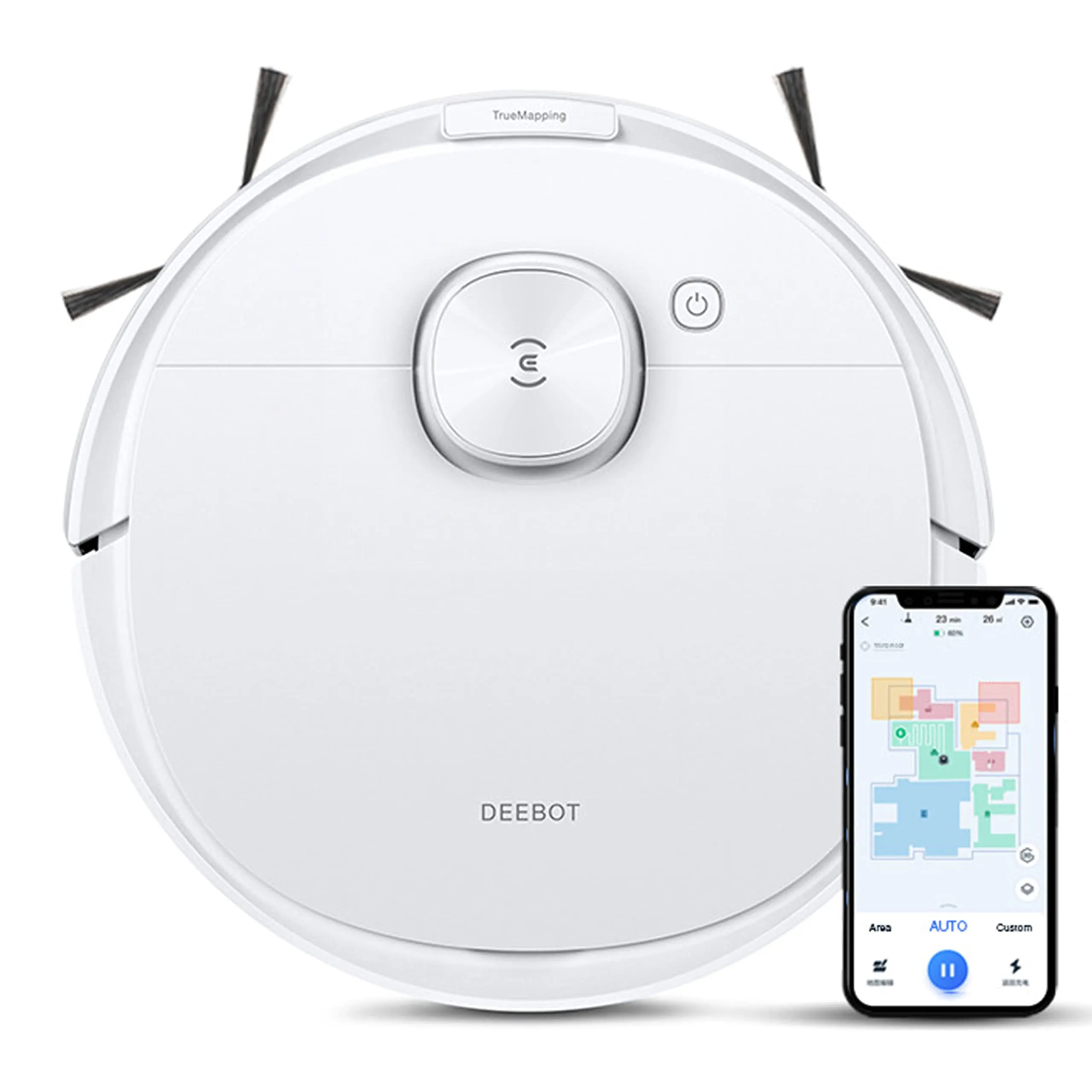 ECOVACS DEEBOT N8 2-in-1 Robotic Vacuum Cleaner, Most Powerful Suction, Covers 2000  Sq. Ft in One Charge, Advanced dToF Technology with OZMO Mopping,White