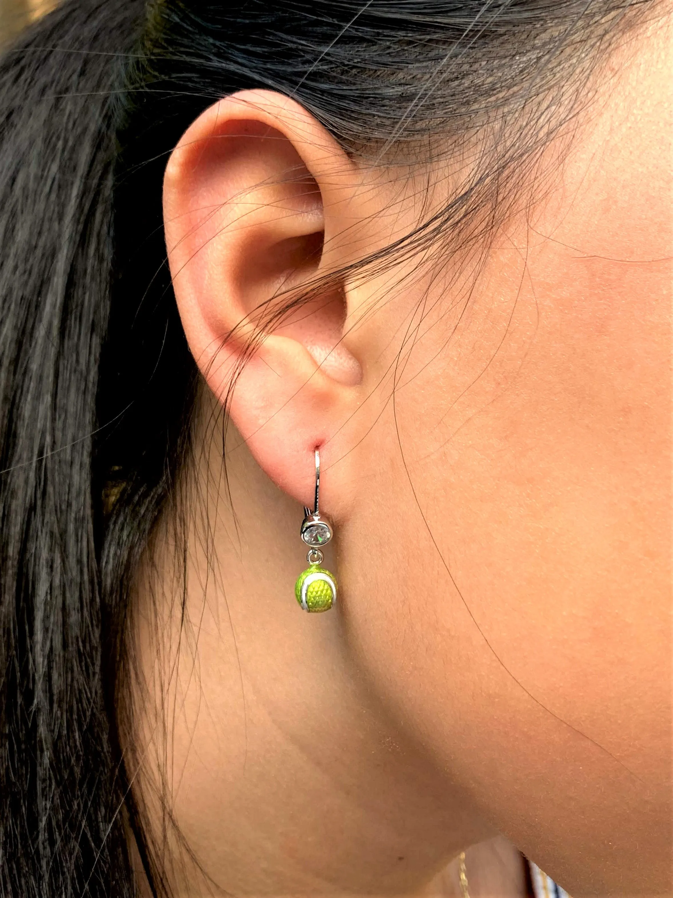 Enamel Tennis Ball Earrings