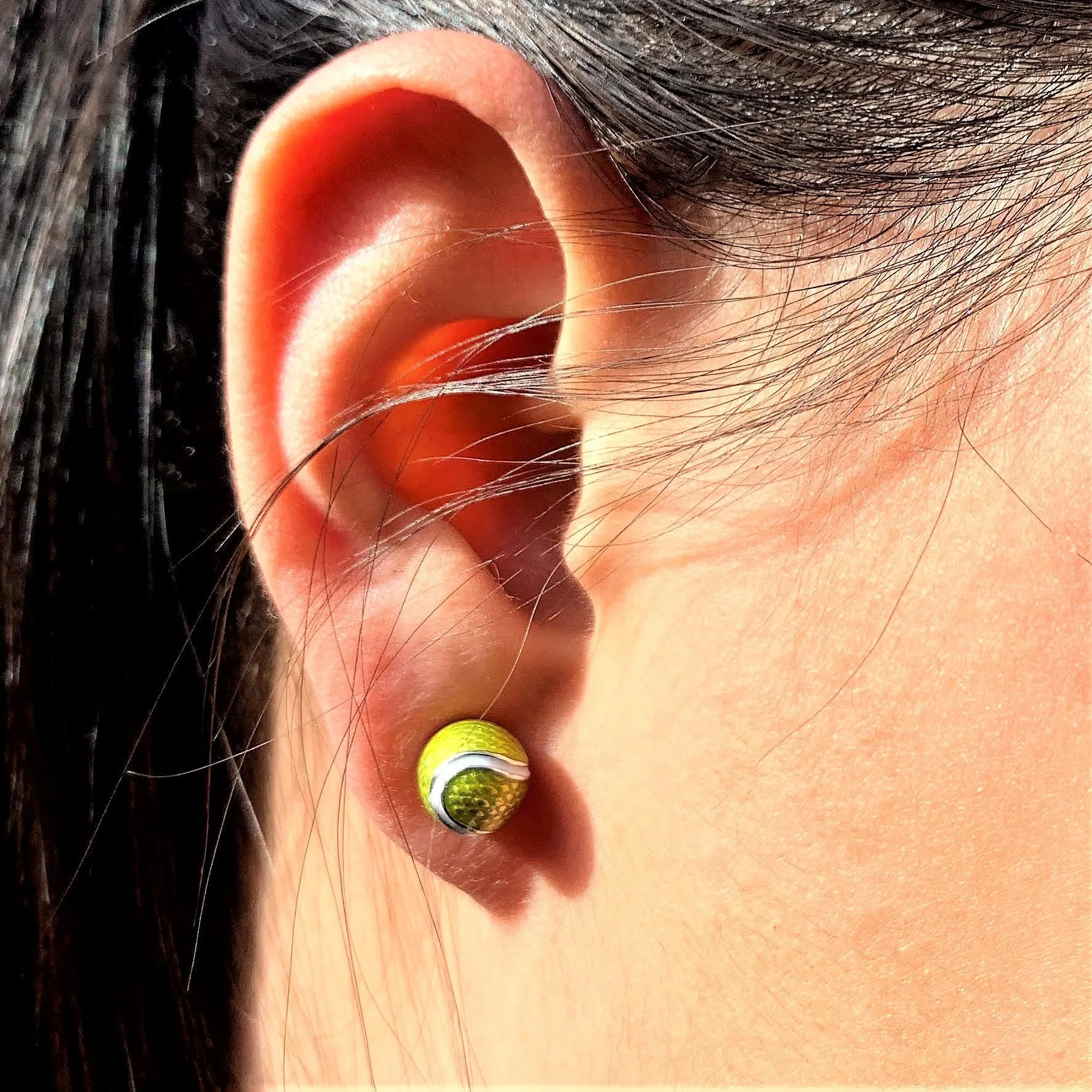 Enamel Tennis Ball Earrings