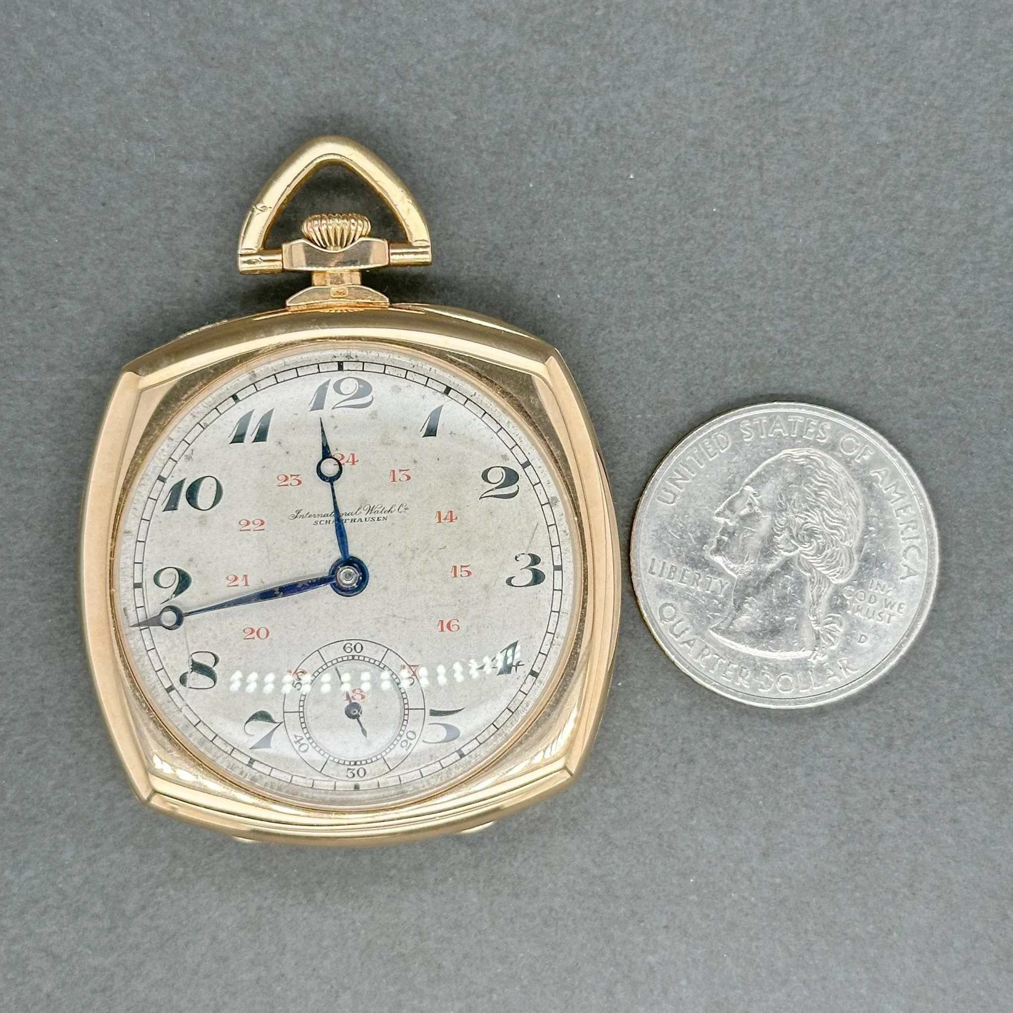 Estate IWC Art Deco 14K R Gold Mechanical Pocket Watch